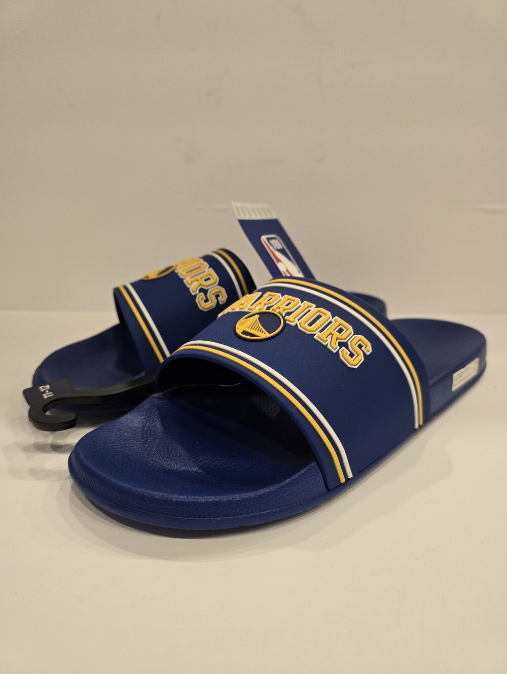 NBA Warriors Blue Slide Sandals with Yellow & White Trim. Size 11-12 Mens